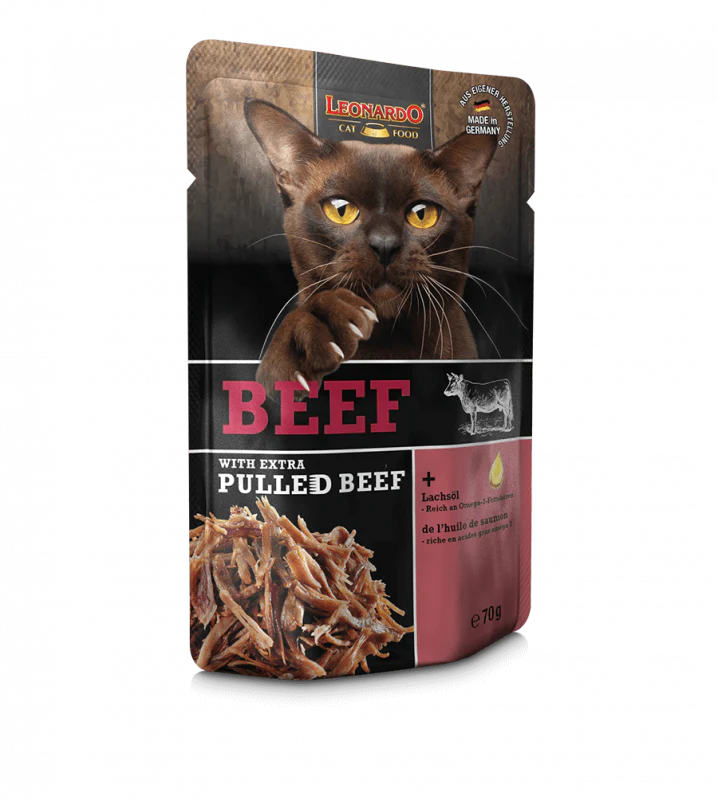 Leonardo Cat pouch Pulled Beef - Beef 70g