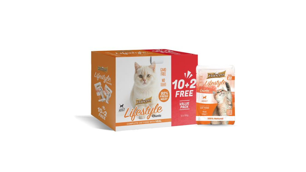 Princess Lifestyle Pouches in Jelly 10+2 free value pack - Veal Chunks