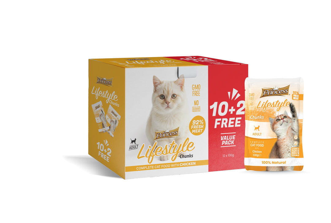 Princess Lifestyle Pouches in Jelly 10+2 free value pack - Chicken Chunks