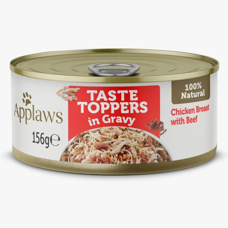 Applaws Tasty Toppers dog tin Chicken Breast with beef,gravy, 156g