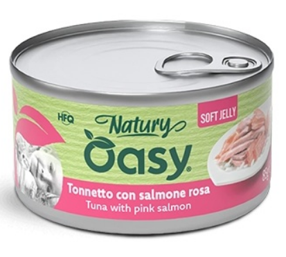 Oasy cat tin - soft jelly Tuna With Pink Salmon 85g