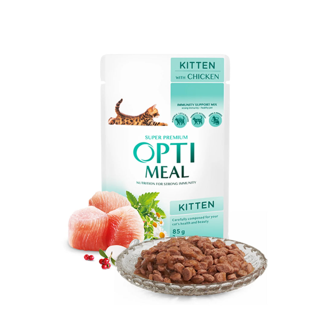 Optimeal Pouches Kitten with chicken, 85g