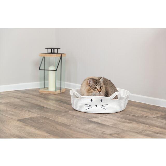 374890 Cat basket, round, 45 cm, white/light brown