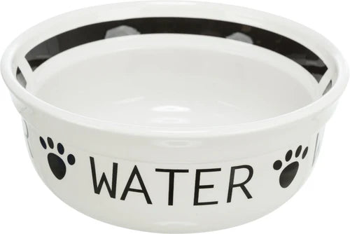 24485 Water bowl, ceramic, 0.25 l/diam 13 cm, white/black
