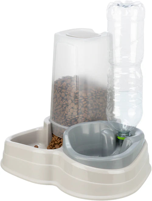 24763 Food and water dispenser, plastic, 3.5 l/37 - 32 - 31 cm, grey/taupe