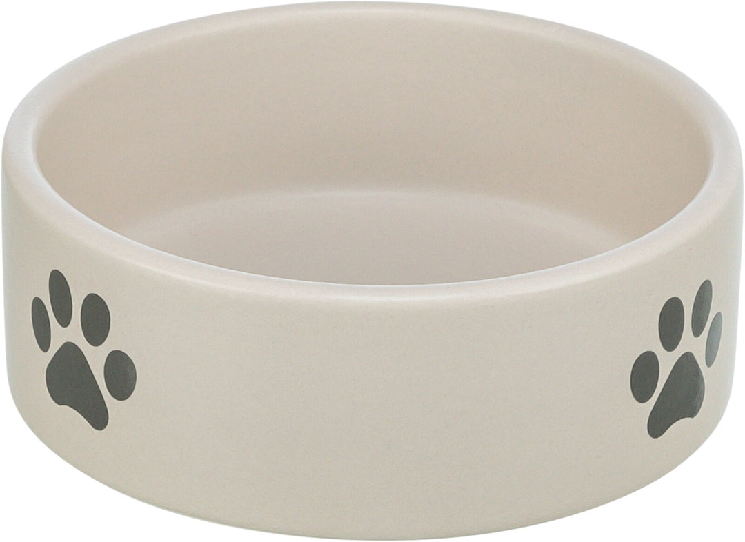 Bowl, paw motif, ceramic, 0.8 l/diam 16 cm, light grey/grey