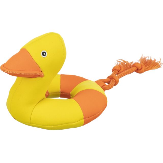 33453 Aqua Toy duck on a rope, fabric, 20 cm/36 cm