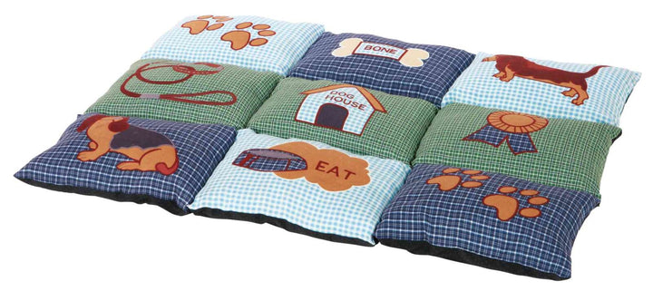 37069 Patchwork blanket, 80 x 55 cm, blue/green
