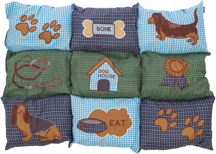 37069 Patchwork blanket, 80 x 55 cm, blue/green