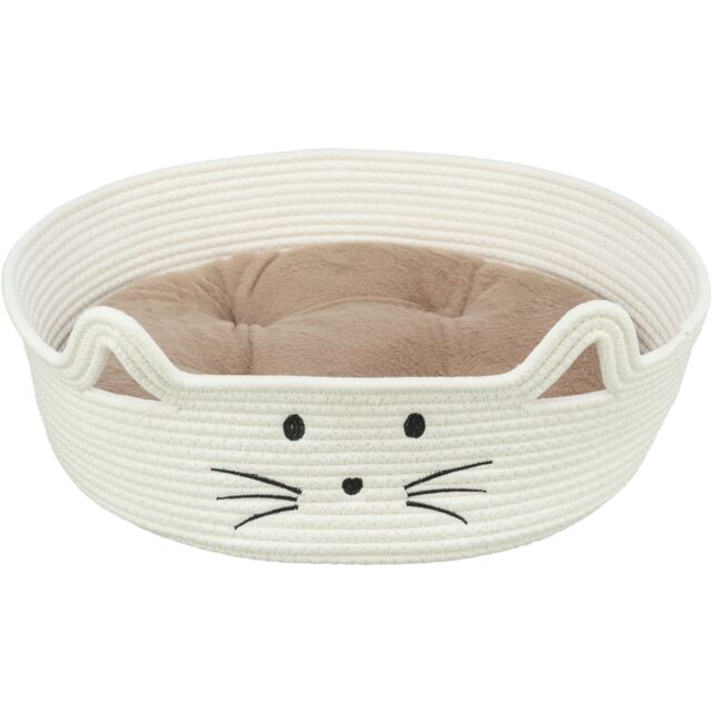 374890 Cat basket, round, 45 cm, white/light brown
