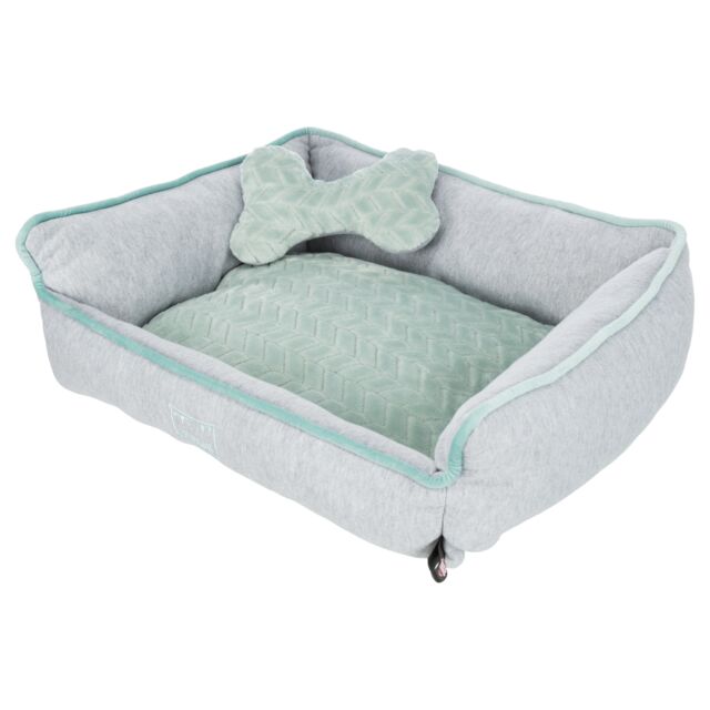 Junior bed, square, 50 x 40 cm, grey/mint