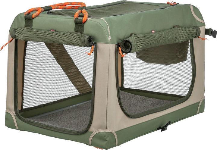 Comfy soft kennel, olive green/beige