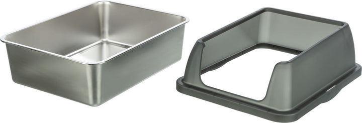 40222 Stainless steel litter tray, with rim, 40 x 29 x 52 cm, grey