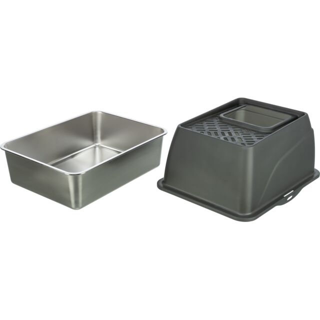 640223 Stainless Steel Litter Tray Hop In (Niro) , 40 x 39 x 52cm, Grey