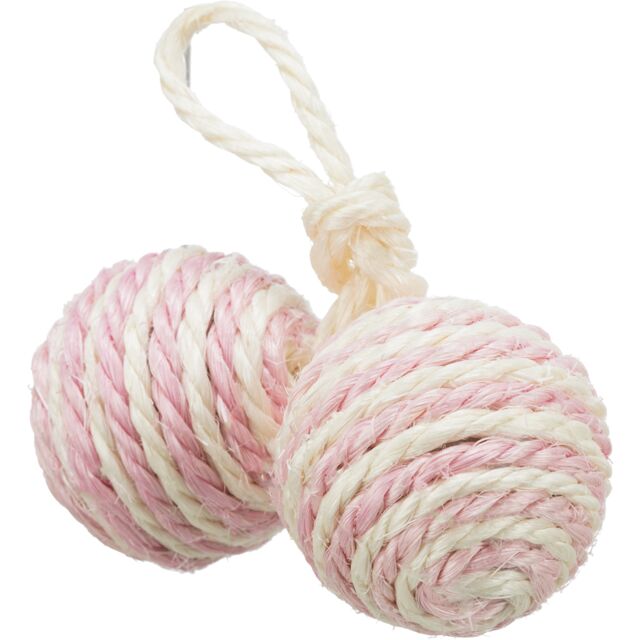 2 balls on a rope, sisal, diam. 4.5 cm