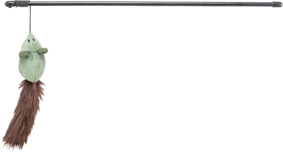Playing rod mouse, plastic/plush, 46 cm