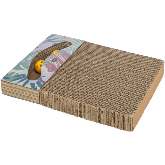 48006 Scratching cardboard with toys, 38 x 30 cm, white
