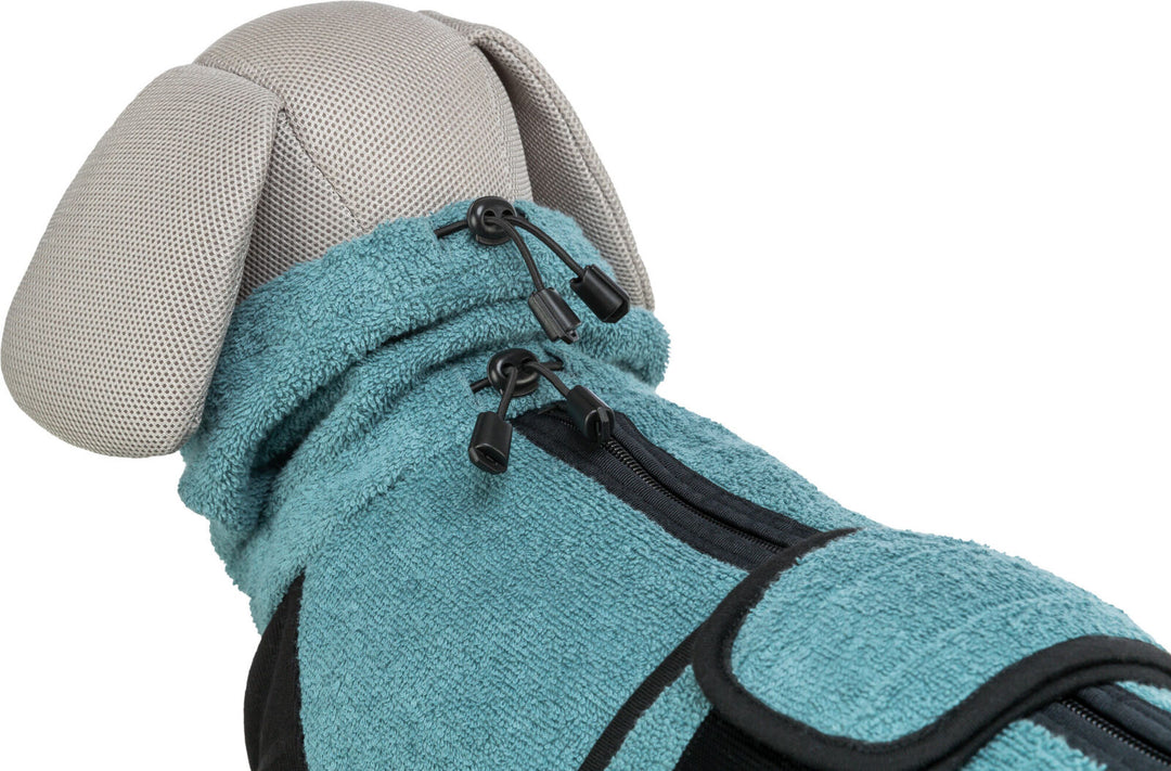 Bathrobe for dogs, terry cloth, petrol