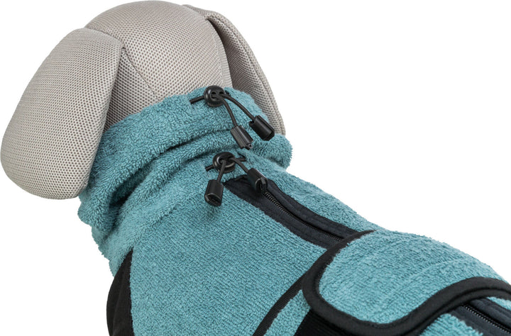 Bathrobe for dogs, terry cloth, petrol