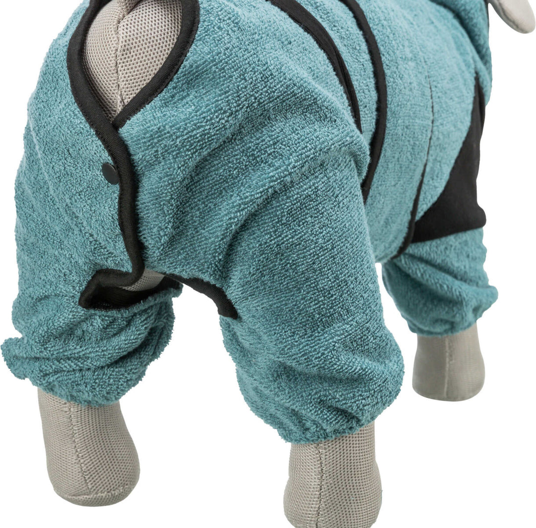 Bathrobe for dogs, terry cloth, petrol
