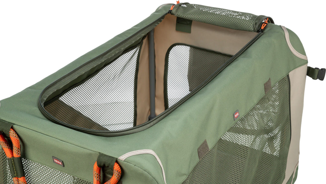Comfy soft kennel, olive green/beige