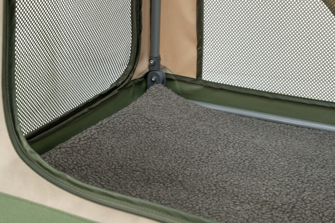 Comfy soft kennel, olive green/beige