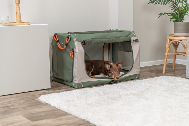 Comfy soft kennel, olive green/beige