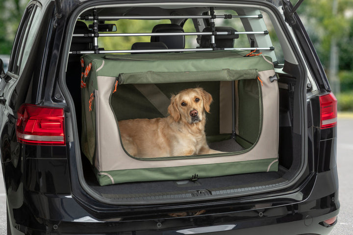Comfy soft kennel, olive green/beige