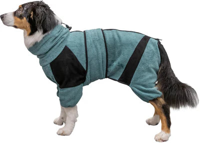 Bathrobe for dogs, terry cloth, petrol