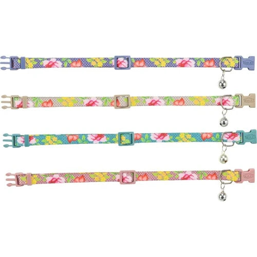 41430 Cat collar, flowers, 20-34 cm/10 mm, various
