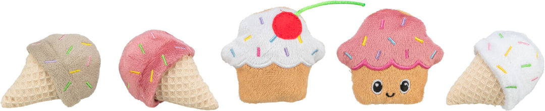 Ice cream and cupcake, plush, catnip, 7 cm