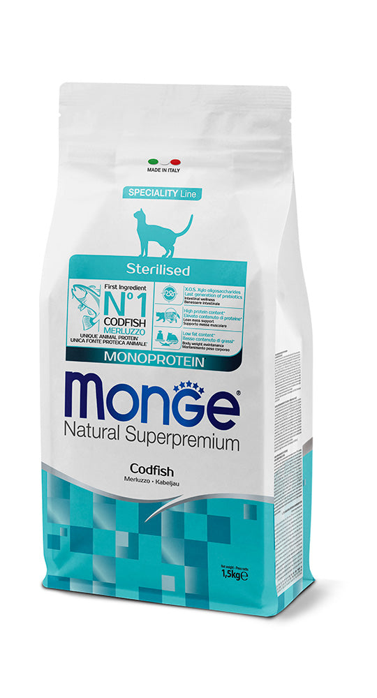 Monge Cat Mono  Sterilised Codfish 1.5kgs