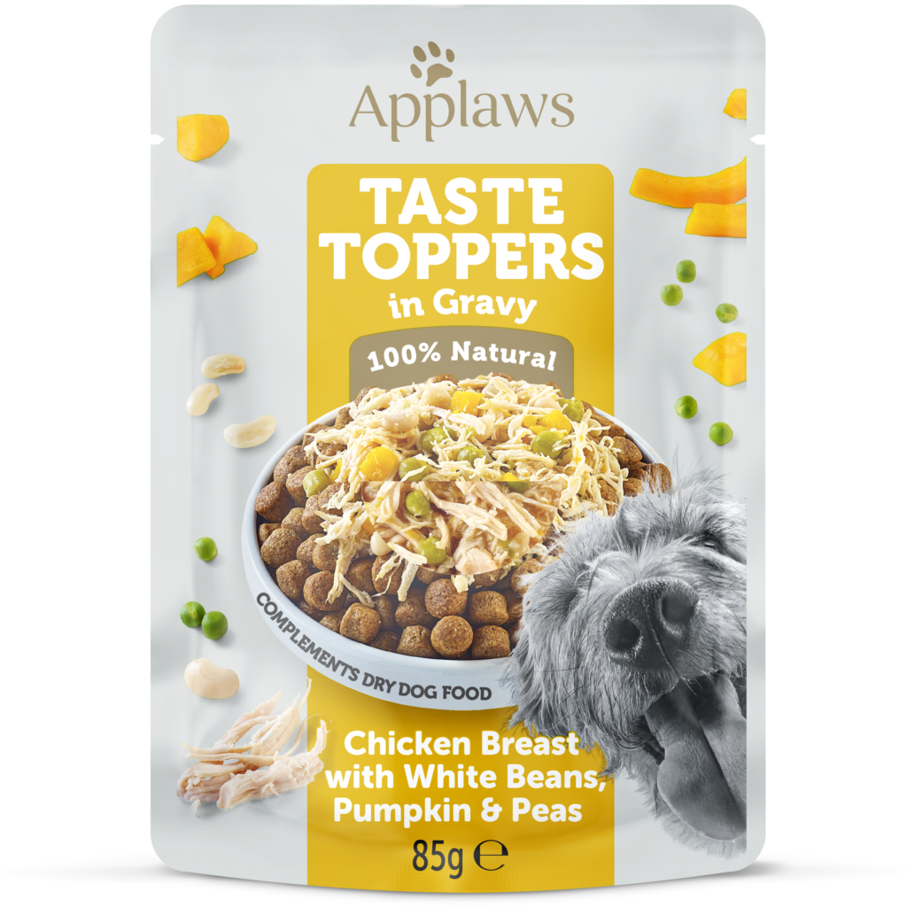 Applaws Tasty Toppers dog Pouch, Chicken, peas in gravy, 85g