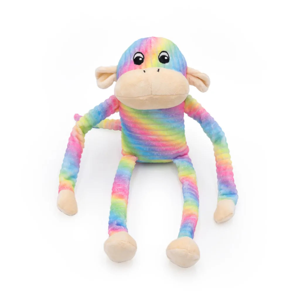 Zippy Paws - Spencer the Crinkle Monkey - Large Rainbow