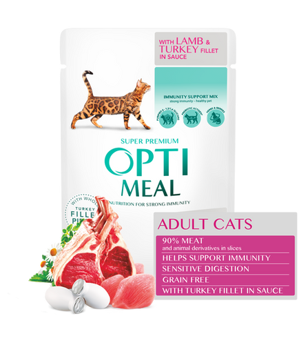 Optimeal Pouches with Lamb & Turkey in sauce, 85g