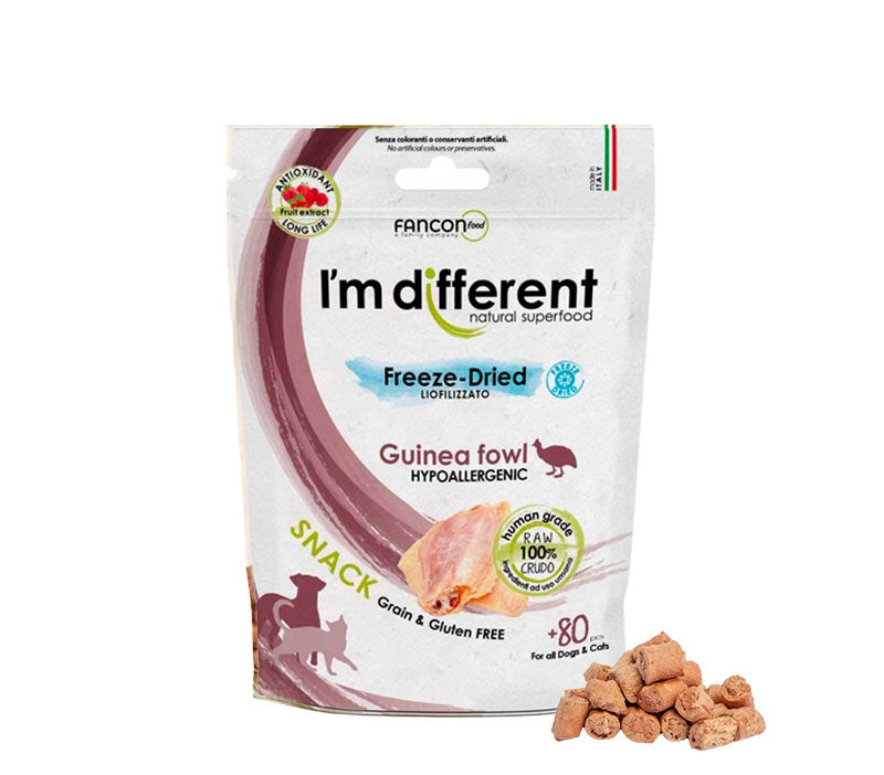 I'm Different Snacks, Guinea Fowl, 80pcs (Freeze Dried)