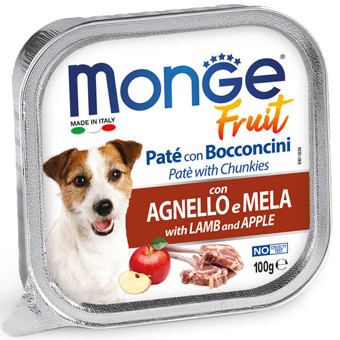 Monge Fruit Dog wet Pate &amp; Chucks foil 100g - Lamb &amp; Apple