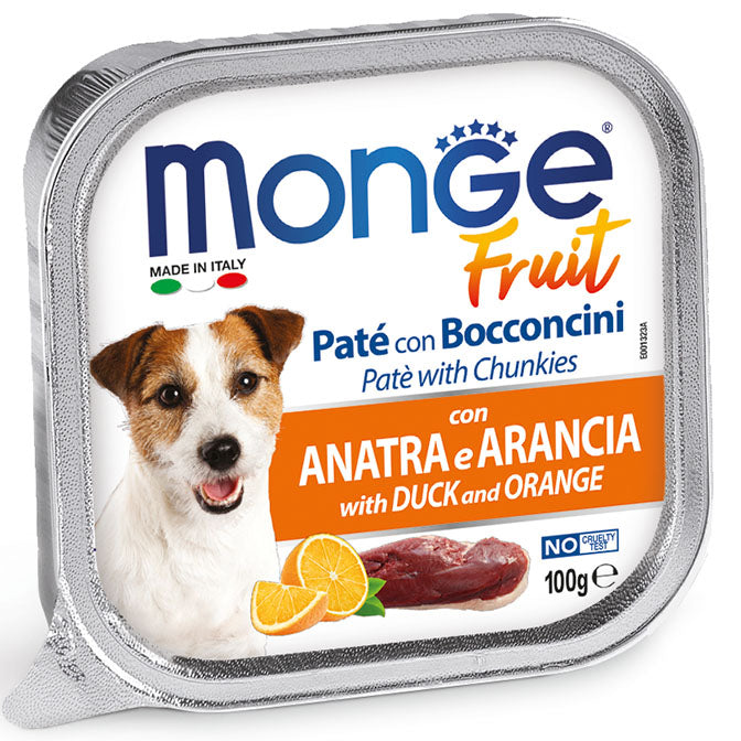 Monge Fruit Dog wet Pate &amp; Chucks foil 100g - Duck &amp; orange