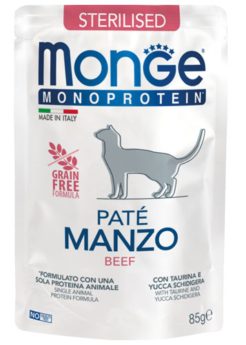 Monge Cat Pouch Mono Sterilised Beef 85g