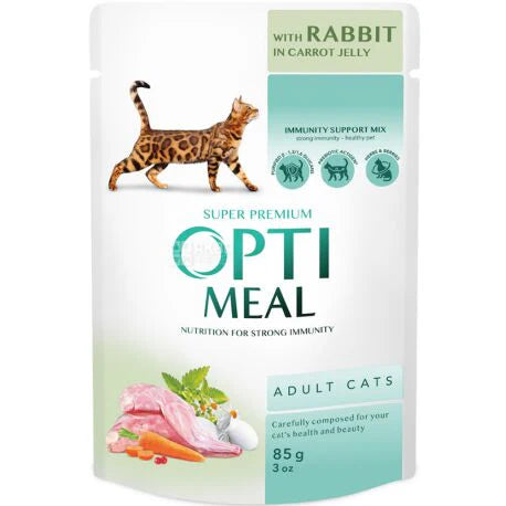 Optimeal Pouches Rabbit in carrot jelly, 85g