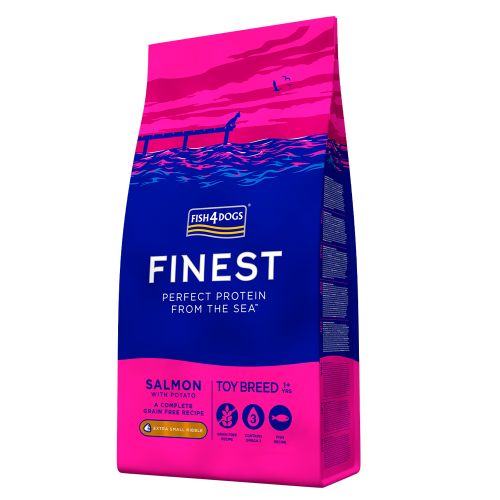 Fish4dogs dog dry Finest Adult Toy breed Salmon with Potato (Extra Small kibble), 1.5 Kgs
