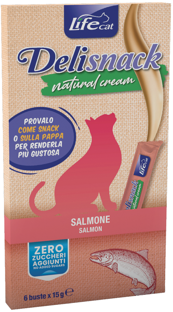 Lifecat Delisnack Natural Cream - Salmon, 6x15g