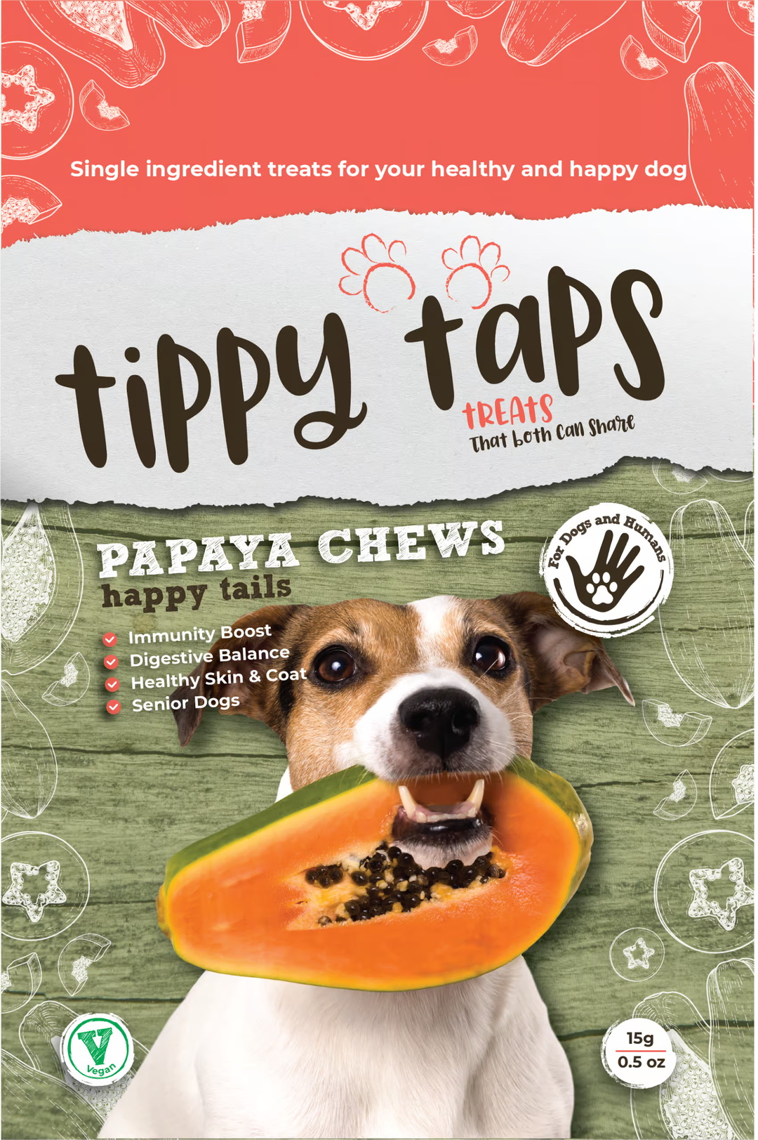 Papaya Chews - Tippy Taps 100% natural dog treats 80g