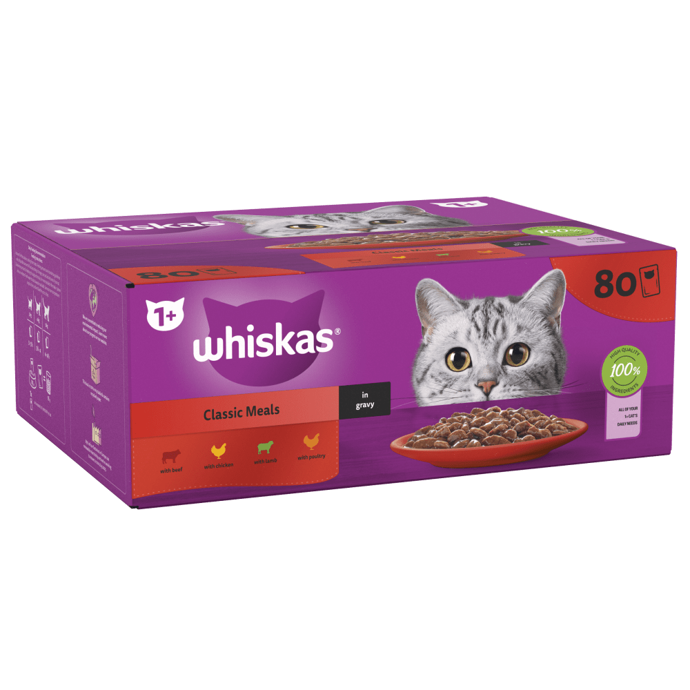 Whiskas Gigantic Pack, Classic meals in Gravy (80 Pack)