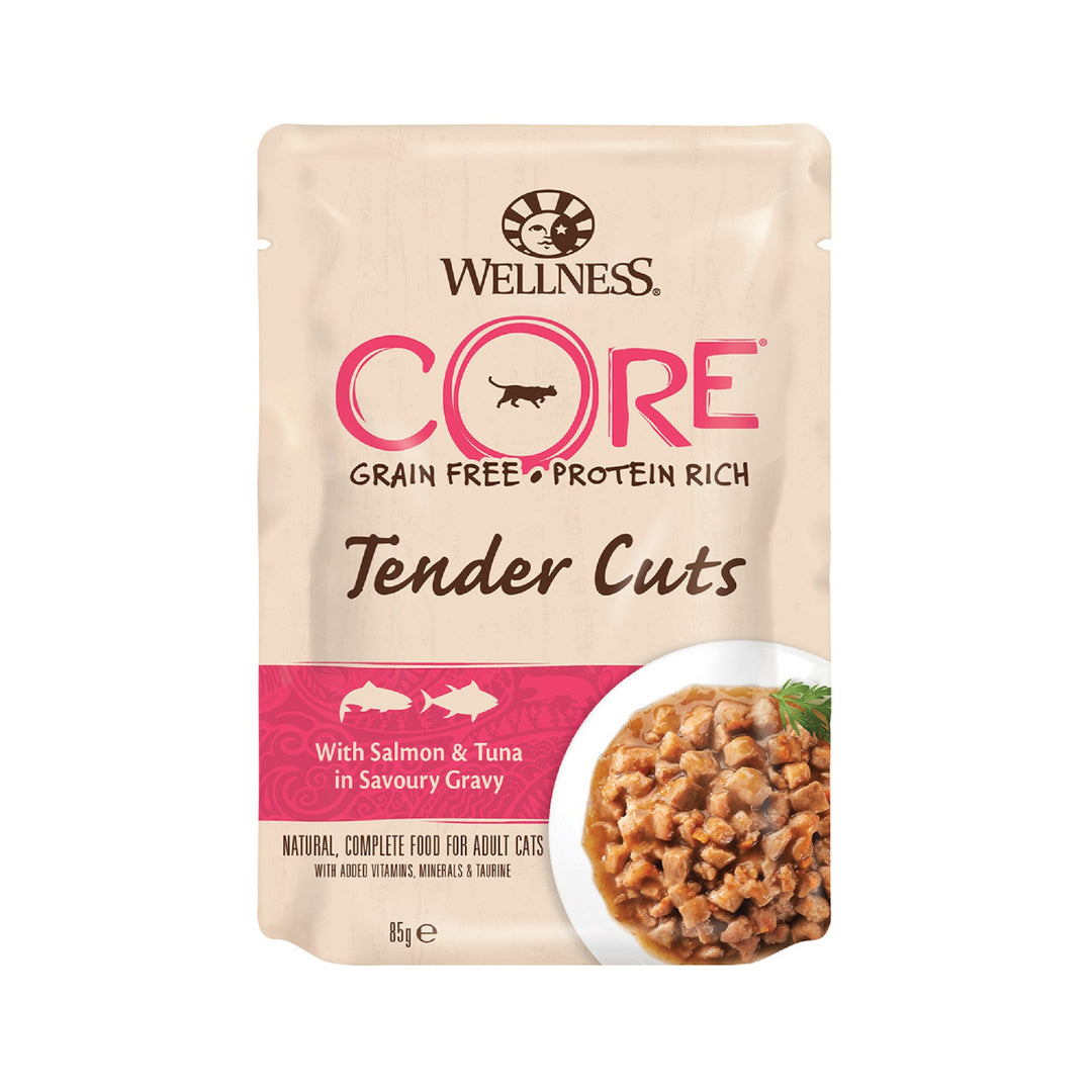 Wellness Core Tender Cuts Salmon & Tuna in gravy Pouches, 85g