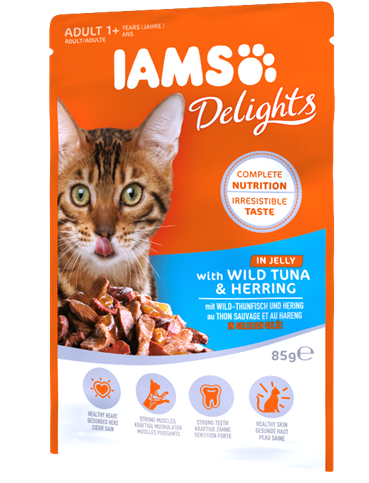 IAMS DELIGHTS Pouches  WITH WILD TUNA AND HERRING IN JELLY