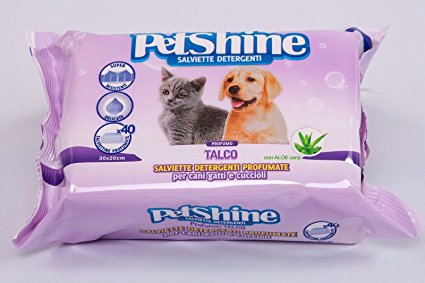 Petshine talc wipes, 40pc