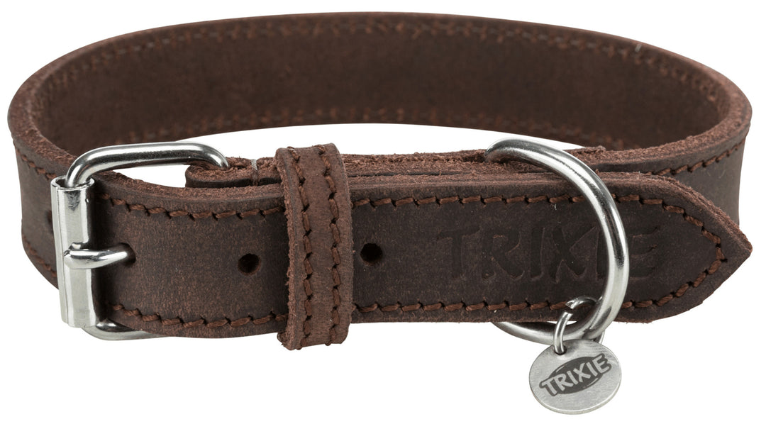 Greased Leather Collar, Dark Brown
