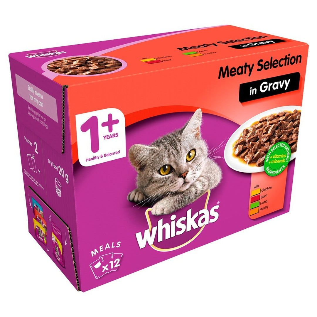 Whiskas Meat Variety Pack - 12 POUCHES X 100GR