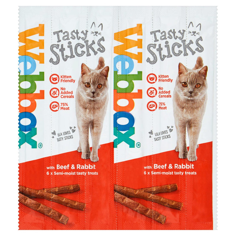 Webbox Cat's Delight Tast Sticks, Beef & Rabbit (6 Pcs)